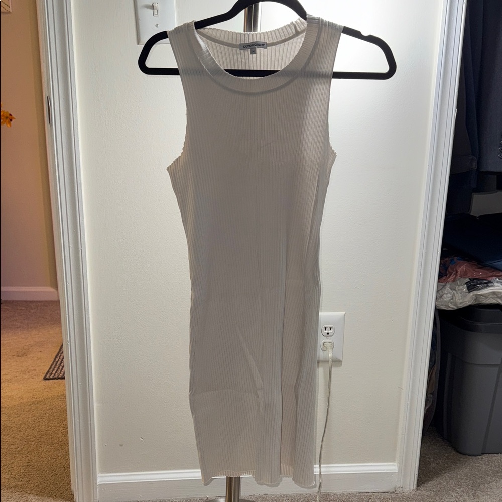 Cotton Citizen Ribbed Sleeveless Dress in Cream